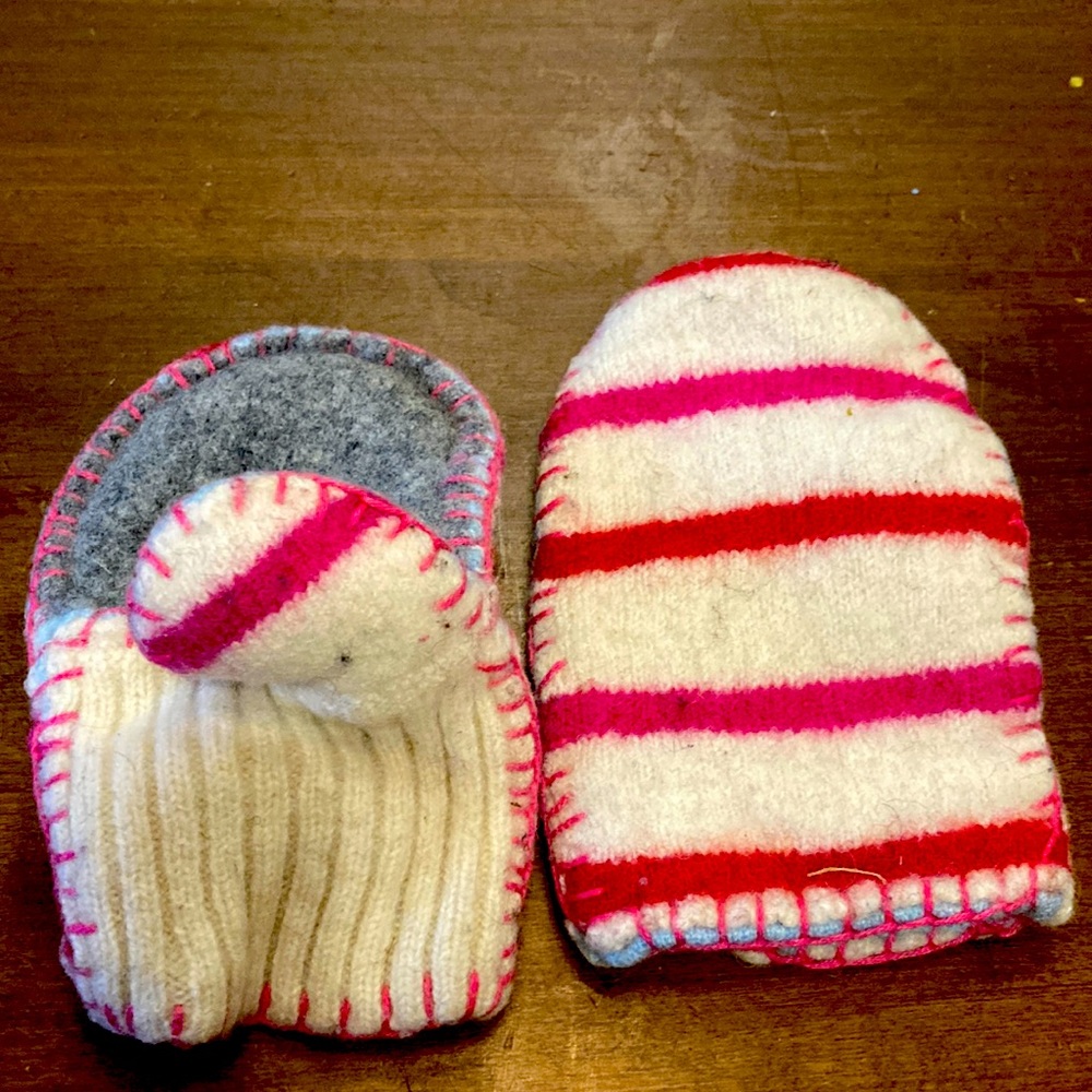 Handmade baby mittens